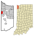 Lake County Indiana Incorporated and Unincorporated areas Dyer Highlighted